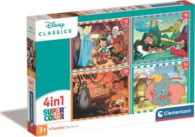 Puzzle Clementoni Disney Classic CLE 4in1, set për kalamaj, shumëngjyrësh