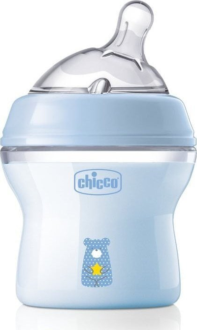 Biberon plastik Chicco NaturalFeeling, 150ml, rrjedhje e ngadaltë, blu