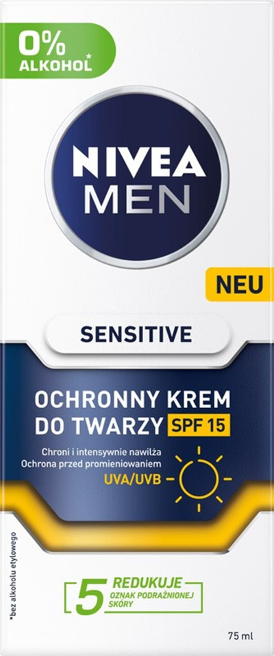 Krem fytyre Nivea Men Sensitive Protective, SPF 15, 75ml