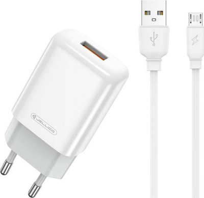 Karikues telefoni Jellico EU01, 2.4A, me kabllo Micro USB, i bardhë