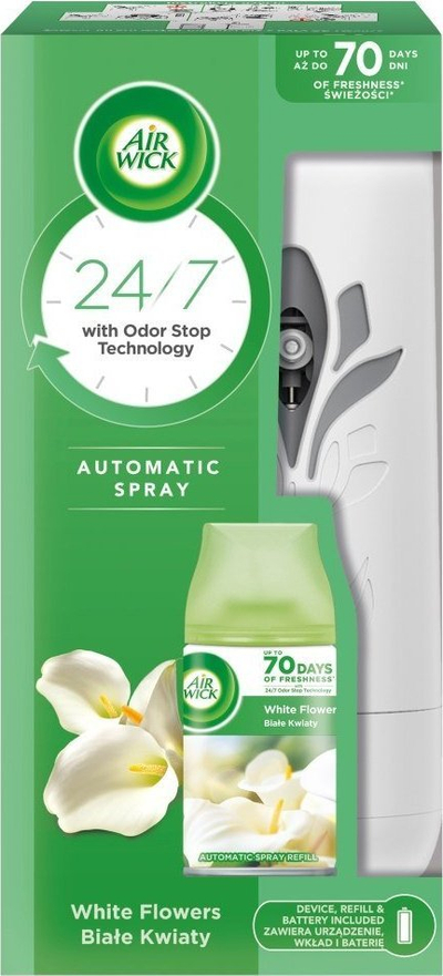 Freskues ajri automatik Air Wick Freshmatic White Flowers, set me rimbushje 250ml, i bardhë