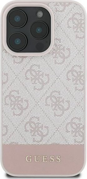 Maskë telefoni Guess 4G Bottom Stripe, për iPhone 16 Pro Max 6.9", rozë
