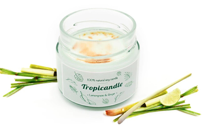 Qiri aromatik Tropikalia Tropicandle - Lemongrass & ginger, 150 ml
