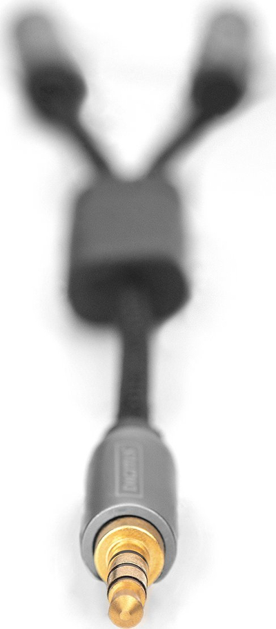 Adaptor audio Digitus, 3.5 mm jack në 2x 3.5 mm, gri