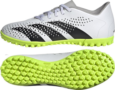 Këpucë futbolli Adidas Predator Accuracy.4 për tapet me bar sintetik, me tapë gome, materiale sintetike, të bardha