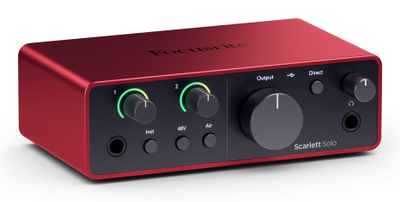 Paketë regjistrimi Focusrite Scarlett Solo Studio 4th Gen, interfejs audio USB, mikrofon kondensator, kufje studio