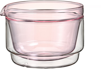 Enë matcha Hario Double-Walled, 300ml, xham rezistent ndaj nxehtësisë, rozë transparente
