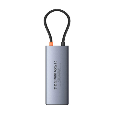 USB HUB Baseus Metal Gleam 2 6në1, 4K HDMI, PD 100W, gri