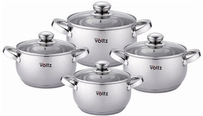 Set tenxhere Oliver Voltz OV51210G8B, 8 pjesë, fund shumë-shtresor, për induksion, çelik inox argjendtë