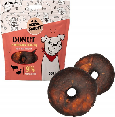 Shpërblim për qen Mr. Bandit Donut, mish viçi dhe patë, 500g