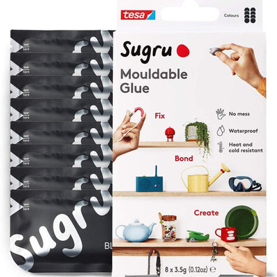 Ngjitës formues shumëpërdorimësh Sugru I000949, 8 copë, silikon, i zi dhe i bardhë