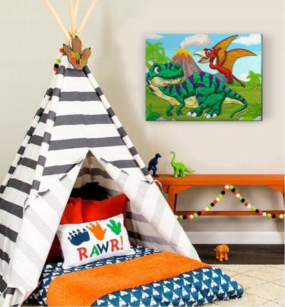 Set kreativ Splat Planet Painting On Canvas Dinosaurs, kanavacë 30x40cm, 20 ngjyra balte, shumëngjyrësh