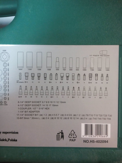 Kuti me mjete pune 1/4" 1/2" (H4056), 94 copë