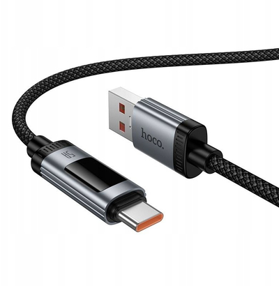 Kабел USB Hoco U148, USB A во USB C, 1.2m, 100W PD, црн
