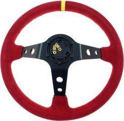 Timon sportiv MTuning Steering Wheel Pro 350mm, offset 80mm, suede i kuq