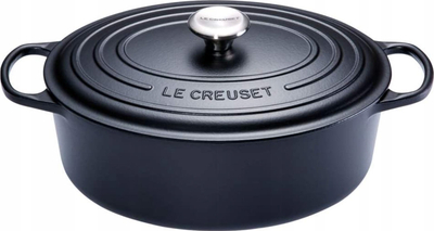 Tenxhere ovale Le Creuset Signature, 35cm, gize, e zezë