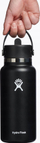 Shishe termike Hydro Flask Wide Mouth 32oz, kapak me pipëz, çelik inox, e zezë