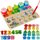 Lodër edukative druri Kruzzel Wooden Shape Sorter 26509, 3 në 1 Montessori, me forma dhe numra shumëngjyrësh