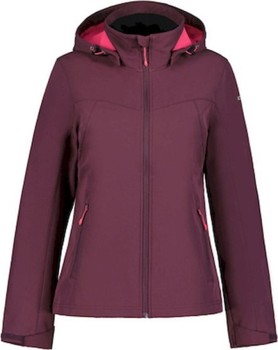 Xhaketë softshell për femra Icepeak Brenham, e papërshkueshme nga uji, me kapuç të heqshëm, e purpurt