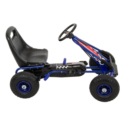 Gokart me pedale Enero Sports Go-Kart 01, deri 30 kg, me frena dore, blu e zi