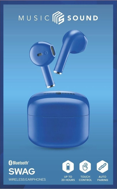 Kufje True Wireless Cellularline SWAG BT, Bluetooth, USB C, blu