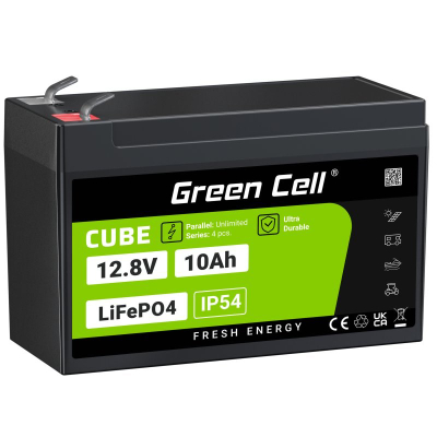 Bateri LiFePO4 Green Cell CUBE, 12.8V, 10Ah, e gjelbër