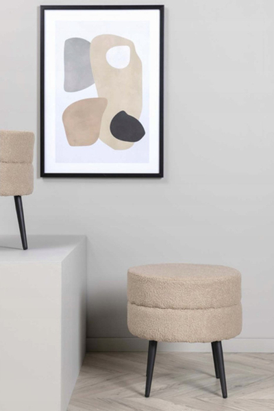Puf Venture Home Pot, 40x40x40 cm, material teddy, bezhë me të zezë