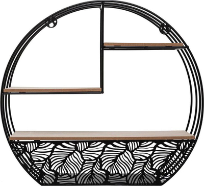 Raft muri Atmosphera Black Metal Wall Shelf, 40x36cm, metal dhe MDF, i zi
