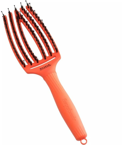 Furçë flokësh Olivia Garden Fingerbrush Dolce Vita Orange Spritz, me qime natyrale dhe najlon, 1 copë