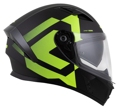 Helmetë moto Cassida Orbit Grind, integrale, me diellore, e zezë mat verdhë fluo