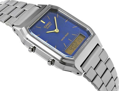 Ora Casio AQ-230GG-2A unisex, quartz, Dual Time, çelik inox, ciferblat blu