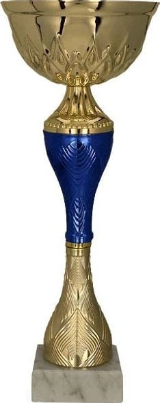 Kupë metalike dekorative, 23cm, diametër 80mm, ari blu