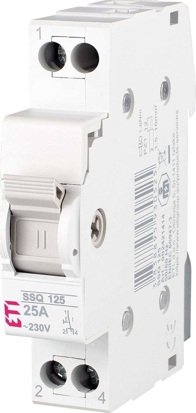 Ndërprerës selektiv ETI Etipo SSQ 125 1P, 25A, 230V, gri