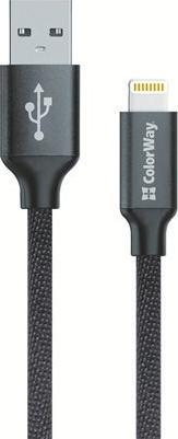 Kабел USB ColorWay CW-CBUL004, USB A во Lightning, 1 m, црн