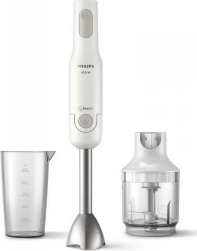 Рачен блендер Philips ProMix 650W, иноксна шипка, бел