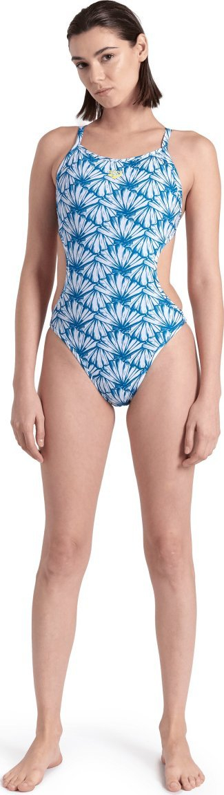 Kostum banje njëpjesësh Arena Breaker Hooked Reversible, MaxLife Eco, i kthyeshëm, blu me print