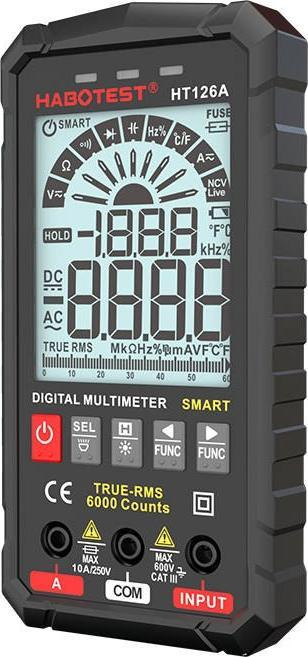 Multimetër dixhital Habotest HT126A, NCV, ekran i madh, portokalli