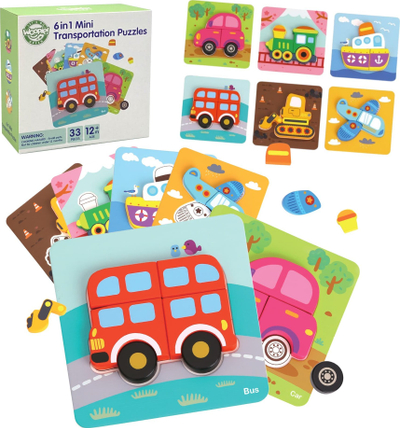 Puzzle druri Woopie 6 në 1 Transport, 33 pjesë, shumëngjyrësh