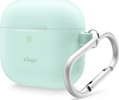 Kuti mbrojtëse Elago për AirPods 4, silikon i mirë, me karabinë, ngjyrë mente