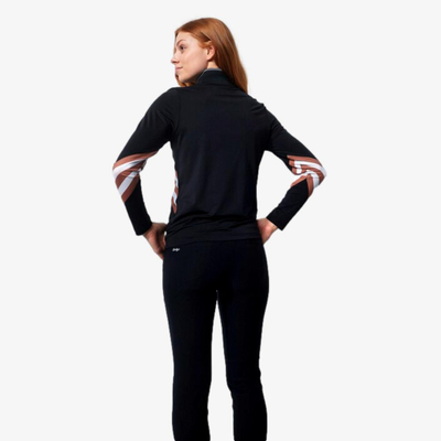 Bluzë sportive Bari Stripe Quarter Zip, për goca, Quick Dry, e zezë me vija