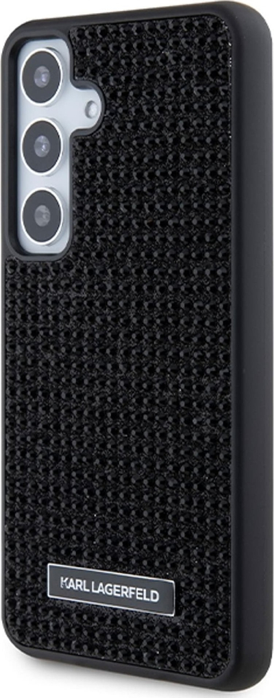 Mbulesë telefoni Karl Lagerfeld Rhinestone Metal Logo për Samsung Galaxy S24, TPU PC, e zezë