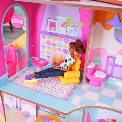 Shpi kukullash KidKraft Candy Castle, dru, 120cm, 28 aksesorë, shumëngjyrëshe