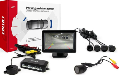 Set sensor parkimi TFT TFT01, ekran 4.3", kamerë HD-301-IR, 4 sensorë, i zi