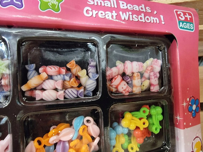 Set lodër Swede DIY Bead String, rruza shumëngjyrëshe, 3+ vjeç, rozë
