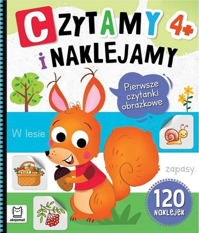 Libër aktiviteti Aksjomat Czytamy i Naklejamy 4+, 120 ngjitëse, për kalamaj