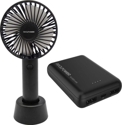 Set aksesorë RealPower Mobile Bundle, ventilator portativ, power bank 10000mAh, i bardhë