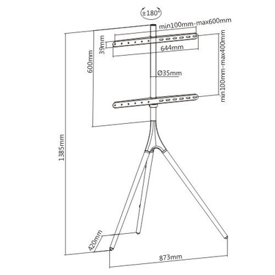 Mbajtëse për TV Techly ICA-TR18SAM, 165.1 cm (65"), e kaftë/zezë