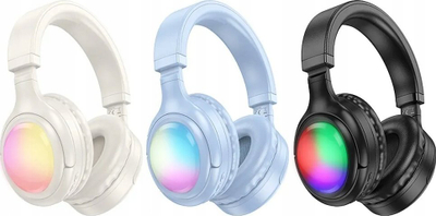 Kufje pa tela Hoco W48, Bluetooth 5.3, RGB LED, të bardha