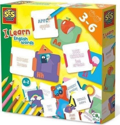 Set edukativ SES Creative I Learn English Words 2 in 1, për fëmijë 3 6 vjeç, shumëngjyrësh