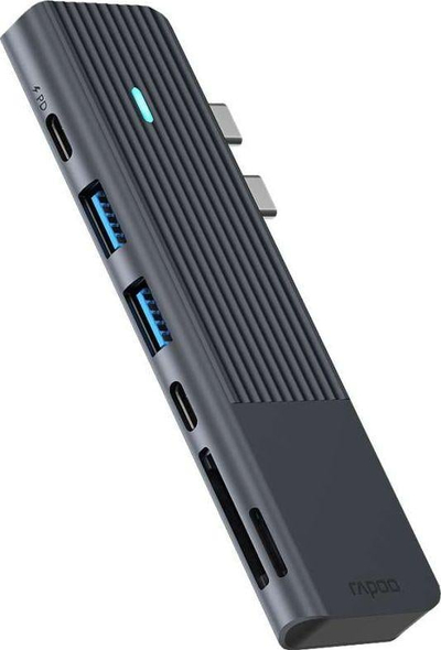 Docking station Rapoo UCM-2003, USB-C, trup alumini, gri